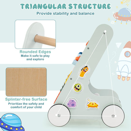 Costzon Wooden Baby Walker Push and Pull Learning Activity Center