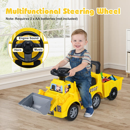 Costzon Ride on Excavator Kids Digger Bulldozer Push Car
