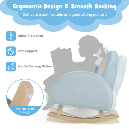 Costzon Kids Sofa, Rocking Chair with Solid Wood Frames, Plush Fabric, Anti-Tipping Design for Kids Room