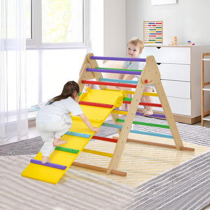 Costzon Climbing Toy for Toddlers, Foldable Upgrade Anti-Rollover Kids Indoor Gym Playset with Reversible Ramp