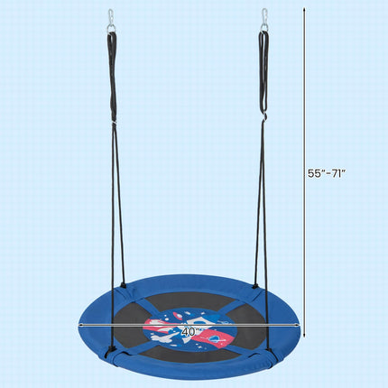 Costzon 40” Saucer Tree Swing for Kids, Flying Saucer Swing with Carabiners, Adjustable Hanging Ropes