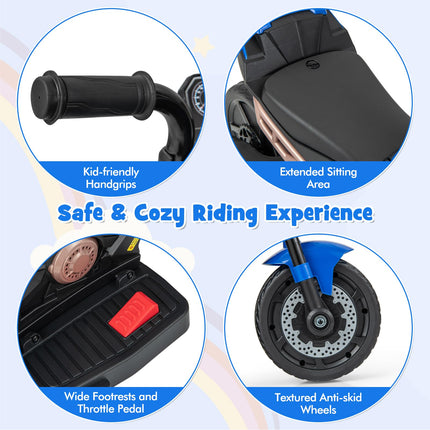 Costzon 6V Kids Motorcycle, 3-in-1 Battery Powered Kids Ride-on Motorcycle, Electric Bike Motorcycle for Kids
