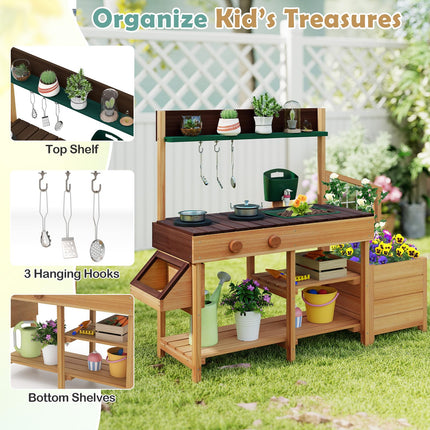 Costzon Play Kitchen for Kids Wooden Toy Playset w/Removable Faucet