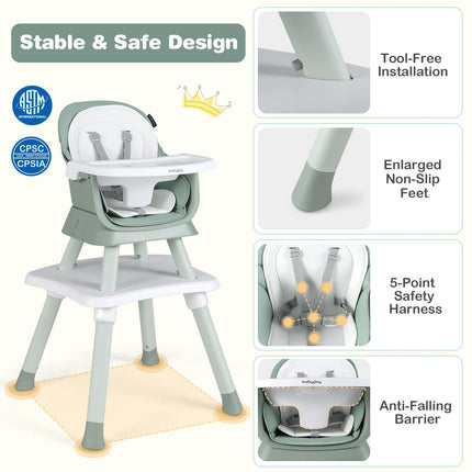 BABY JOY Baby High Chair 8 in 1 Convertible Highchair