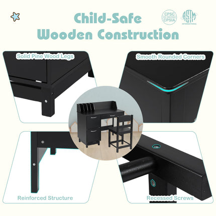 Costzon Kids Desk and Chair Set Wooden Student Study Desk Set