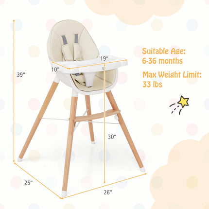BABY JOY Baby High Chair, Wooden High Chair for Babies & Toddlers with Dishwasher Safe Double Removable Tray