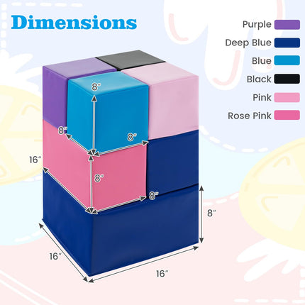 Costzon Foam Blocks, 7 PCS Colorful Building Toys Stacking Block Playset for Kids Safe Active Playing
