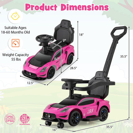 Costzon Push Car for Toddlers 3 in 1 Licensed Maserati Stroller Sliding Walking Car with Handle