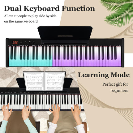 Costzon 61 Key Keyboard Piano, Portable Electric Piano Keyboard for Beginners with Semi-weighted Keys