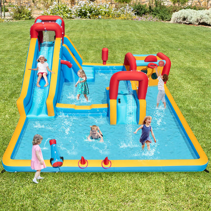BOUNTECH Inflatable Water Slide Park 9-in-1 Giant Water Bounce House w/Climbing Wall