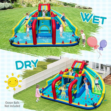 Costzon Inflatable Double Water Slide Bounce House