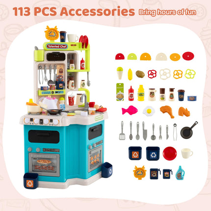Costzon Kids Kitchen Playset | Toddler Play Kitchenette w/Smoke (Dual Side)