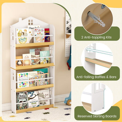Costzon 4-Tier Kids Bookshelf Wall Mounted