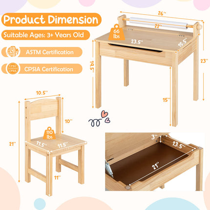 Flip Top Kids Art Craft Table - Costzon