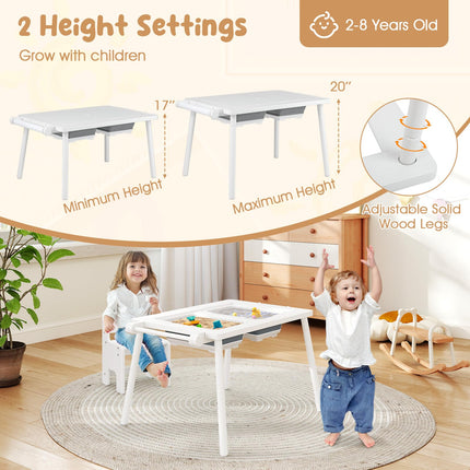 Costzon Kids Table and Chair 6 in 1 Sensory Desk Set w/Storage Bins