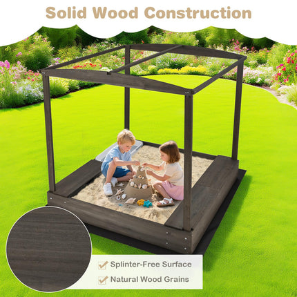 Costzon Kids Wooden Sandbox with Canopy