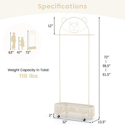 Costzon Kids Clothing Rack, Height Adjustable Kids Dress Up Storage for Hanging Clothes