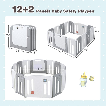 Costzon Baby Playpen, Foldable Activity Play Center with Safety Gate