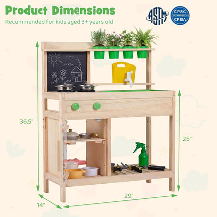 Costzon Mud Kitchen Wooden Toddler Pretend Cooking Playset