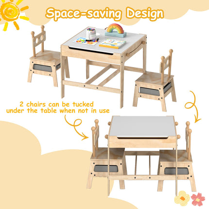 Costzon Kids Table and Chairs 4 in 1 Wooden Activity Desk Set (Alien Shape)