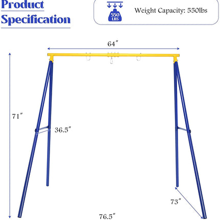 Costzon 550lbs Metal Swing Sets for Backyard, Heavy Duty Full Steel Swing Frame A-Frame Swing Stand