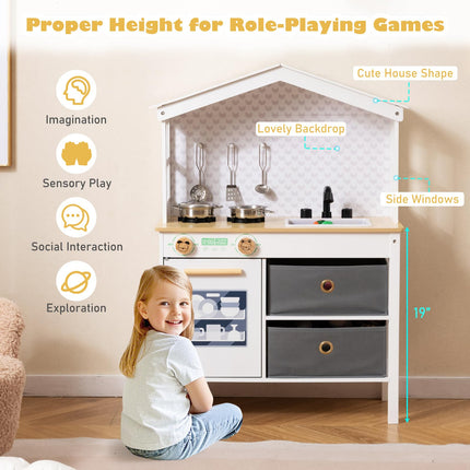 Costzon Wooden Kitchen Playset for Girls Boys Aged 3+