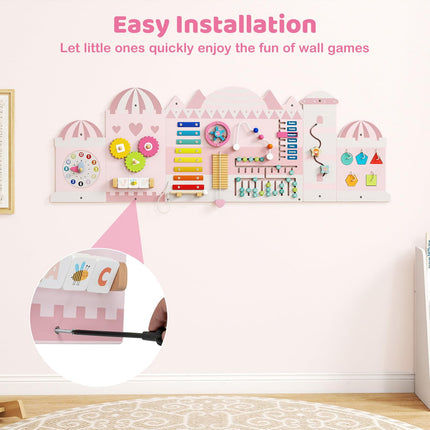 Costzon Activity Wall Busy Board 11-in-1 Montessori Wooden Sensory Wall Panels for Boy & Girl 3+