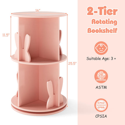 Costzon Kids 360° Display Spinning Bookcase with Bookends