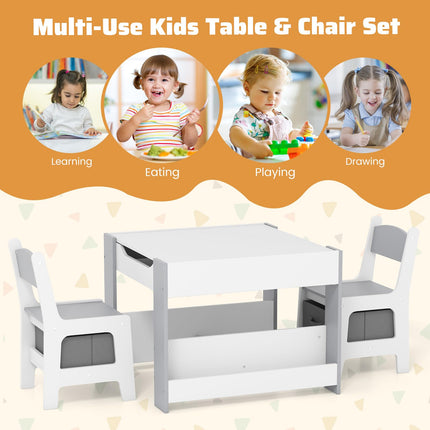 Costzon Kids Table and Chairs, 4 in 1 Wooden Activity Desk Set, Toddler Table and Chair Set