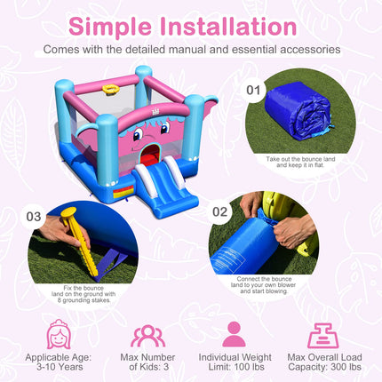 Costzon Inflatable Bounce House, 3-in-1 Bouncy House for Kids