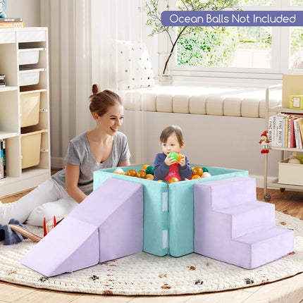 Costzon 3-in-1 Kids Ball Pit with Suede Fabric Soft Play Set (Balls Not Included)