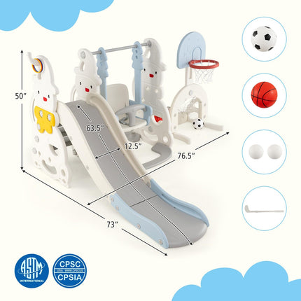 Costzon Toddler Swing and Slide Set 7 in 1 Toddler Slide for Kids