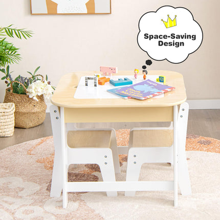 Costzon Kids Table and Chair Set, 3-in-1 Wooden Activity Table with Removable Tabletop