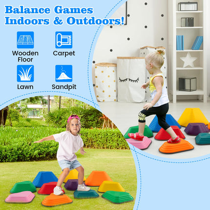 Costzon 6 Pcs Kids Stepping Stone, Non-Slip Toddler Balance Stones, Balance Blocks for Indoor/Outdoor Exercise