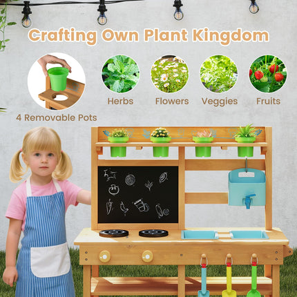 Costzon Mud Kitchen Toddler Wooden Pretend Playset