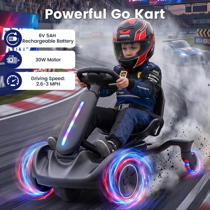 Costzon 6V Ride on Drift Car with 360-Degree Spin(with Lights)