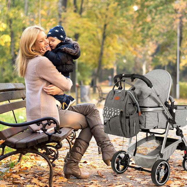 BABY JOY Diaper Bag Backpack, Waterproof Stylish Multifunction Large Capacity Travel Back Pack,Gray