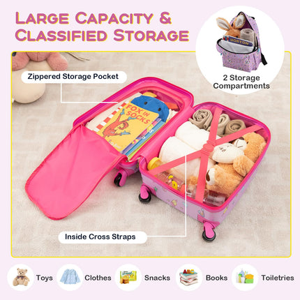 BABY JOY Kids Luggage, 5 Pieces Luggage Set w/ 16" Carry-on Hardshell Spinner Toddler Suitcase, 13" Backpack