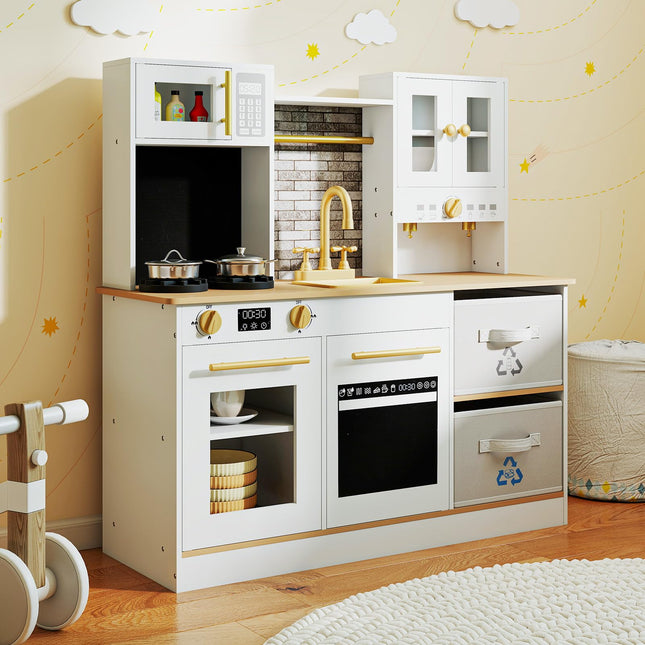 Costzon Kids Kitchen Playset Montessori Toddler Play Kitchen for Kids 3+ Years