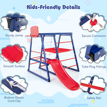 Costzon 7 in 1 Climbing Toys for Toddlers, Indoor Outdoor Kids Gym for Exercise w/Climbing Net