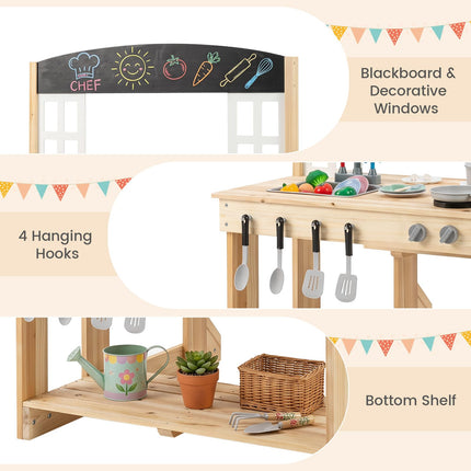 Costzon Outdoor Mud Kitchen w/Bench