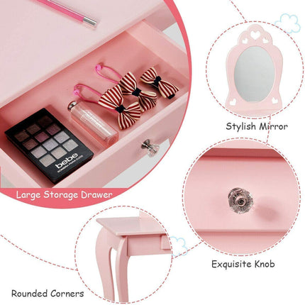 Costzon Kids Vanity Table 2 in 1 Detachable Design with Dressing Table and Writing Desk