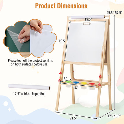 Costzon Double Sided Kids Art Easel with Magnetic Whiteboard