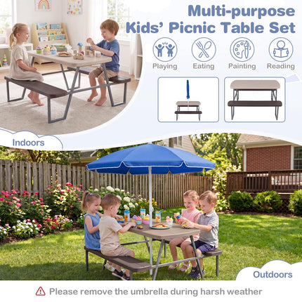 Costzon Kids Picnic Table HDPE Tabletop Metal Frame