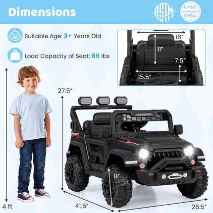 Costzon Kids Ride on Truck, 12V Electric Ride on Car with Remote Control, 3 Speed & Spring Suspension