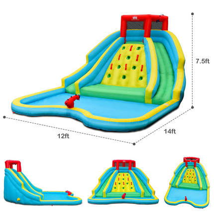BOUNTECH Inflatable Water Slide, 15x12FT Mega Waterslide Park for Backyard Outdoor with Dual Long Slides