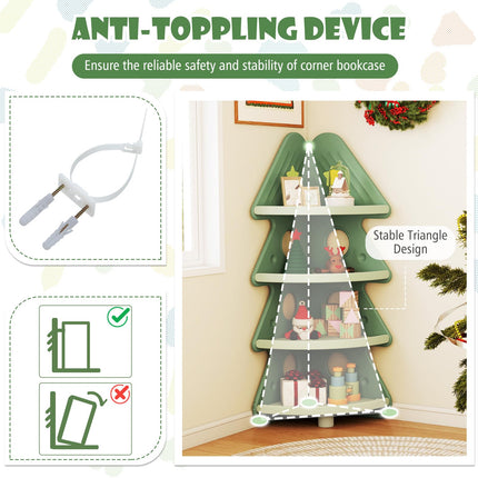 Costzon Christmas Tree Bookshelf for Kids Toddler Montessori Corner Bookcase