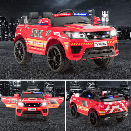 Costzon Ride on Car, 12V Fire Fighter SUV Vehicle w/Remote Control