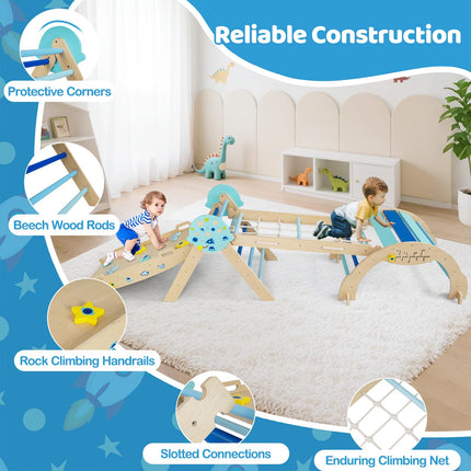 Costzon Pikler Triangle Set 9-in-1 Foldable Baby Climbing Toys