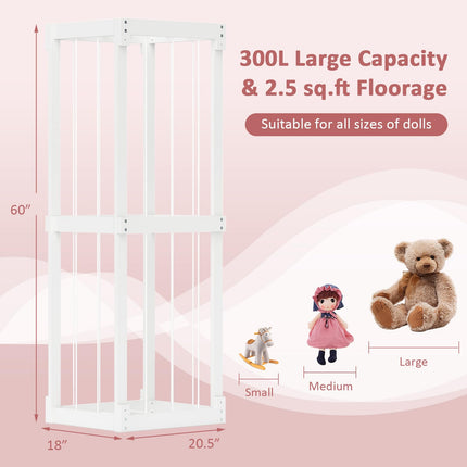 Costzon Extra Large Stuffed Animal Storage, Wooden Stuff Animal Organizer with Elastic Cords